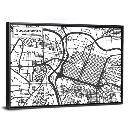 Sacramento City Map Wall Art