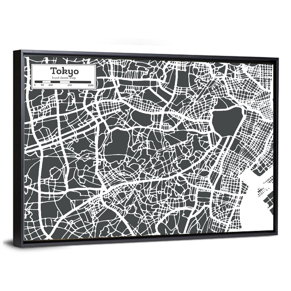 Tokyo City Map Wall Art