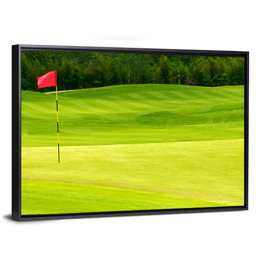 Red Golf Flag on the Green Wall Art