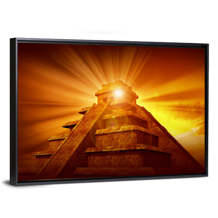 El Castillo Pyramid Chichen Itza Wall Art as a framed canvas
