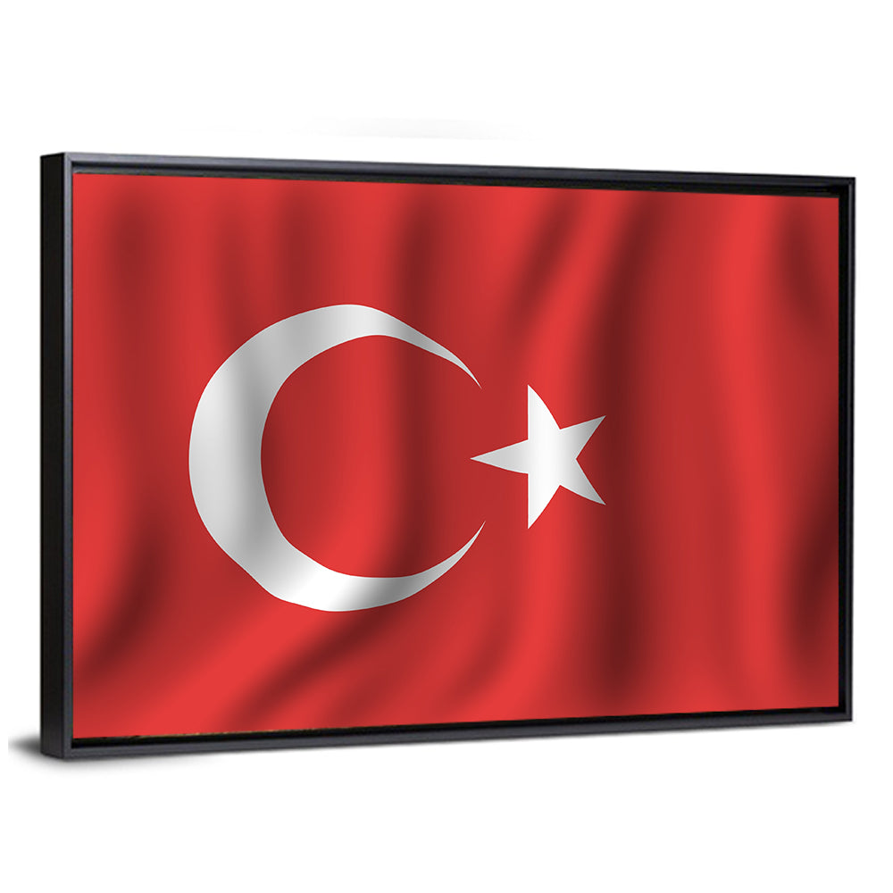 Turkish Flag with Wavy Texture Wall Art