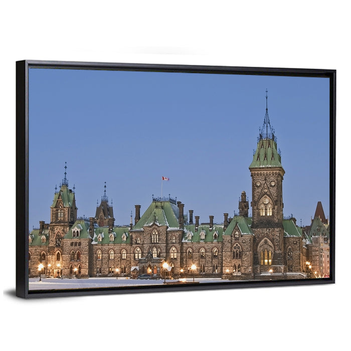 Ottawa Parliament Buildings at Dusk Wall Art as a framed canvas