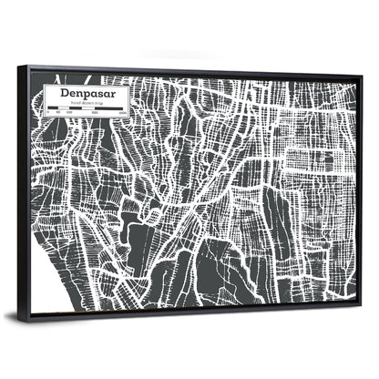 Denpasar Street Grid Map Wall Art