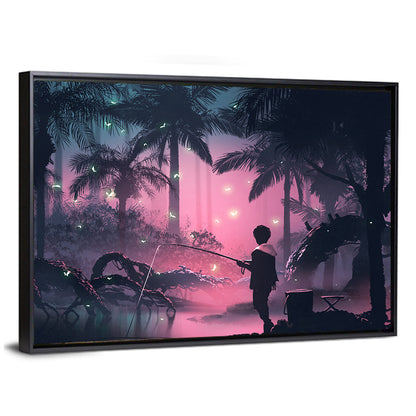 Night Swamp Fishing Wall Art
