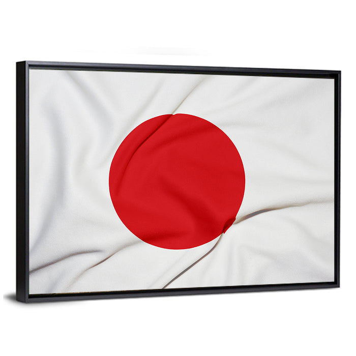 Japanese Flag Fabric Study Wall Art as a framed canvas