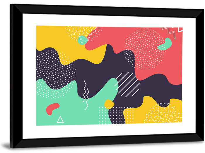Liquid Splashes Geometric Pattern Wall Art as a framed print