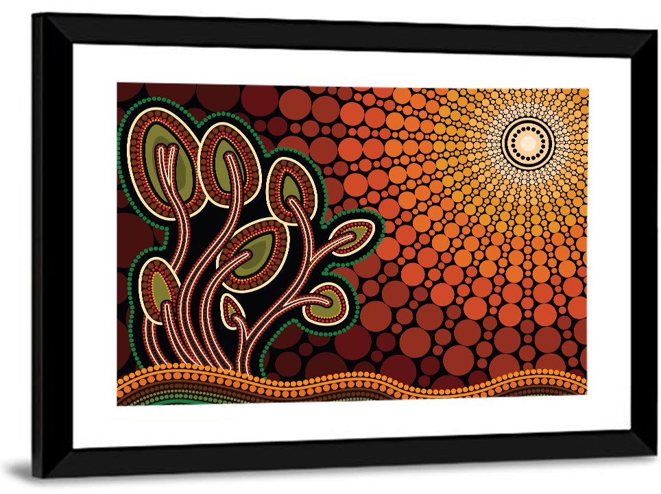 Pointillist Tree on Sunset Hill Wall Art