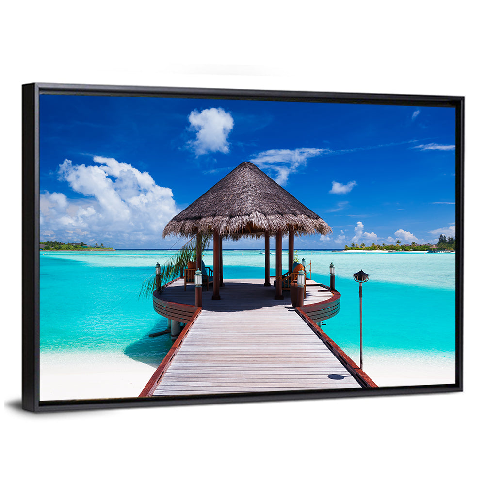 Tropical Jetty with Thatched Gazebo Wall Art