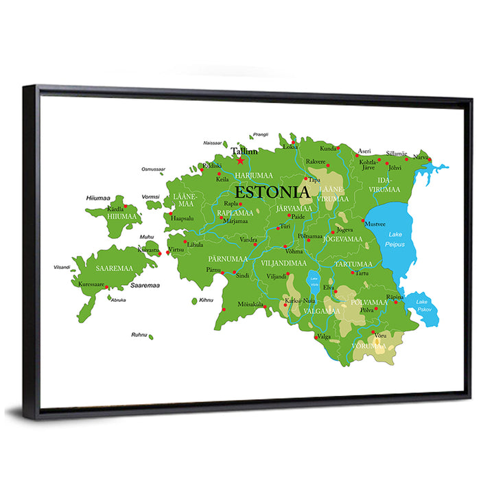 Estonia Physical Map Wall Art