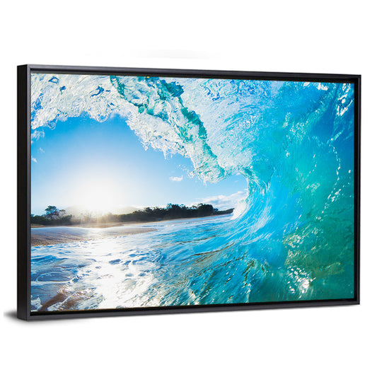 Inside a Breaking Blue Wave Wall Art