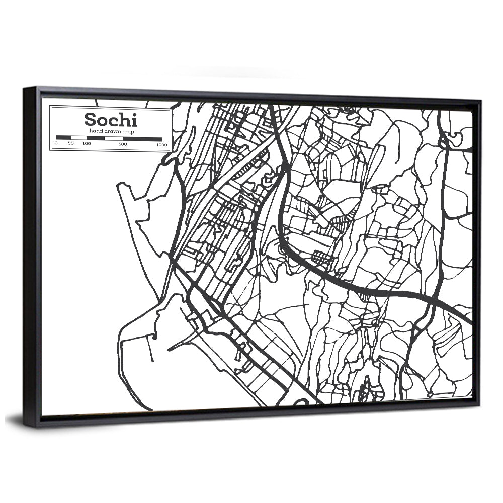 Sochi Street Grid Map Wall Art