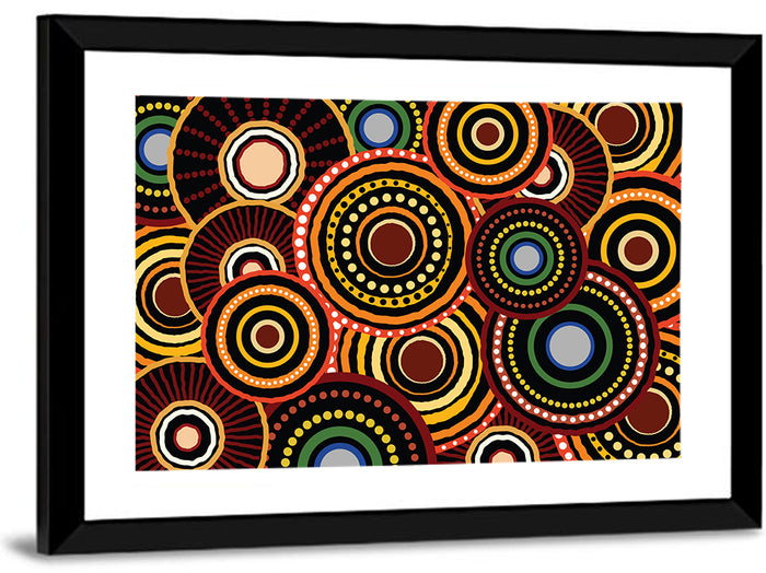 Earthy Concentric Circles Pattern Wall Art as a framed print