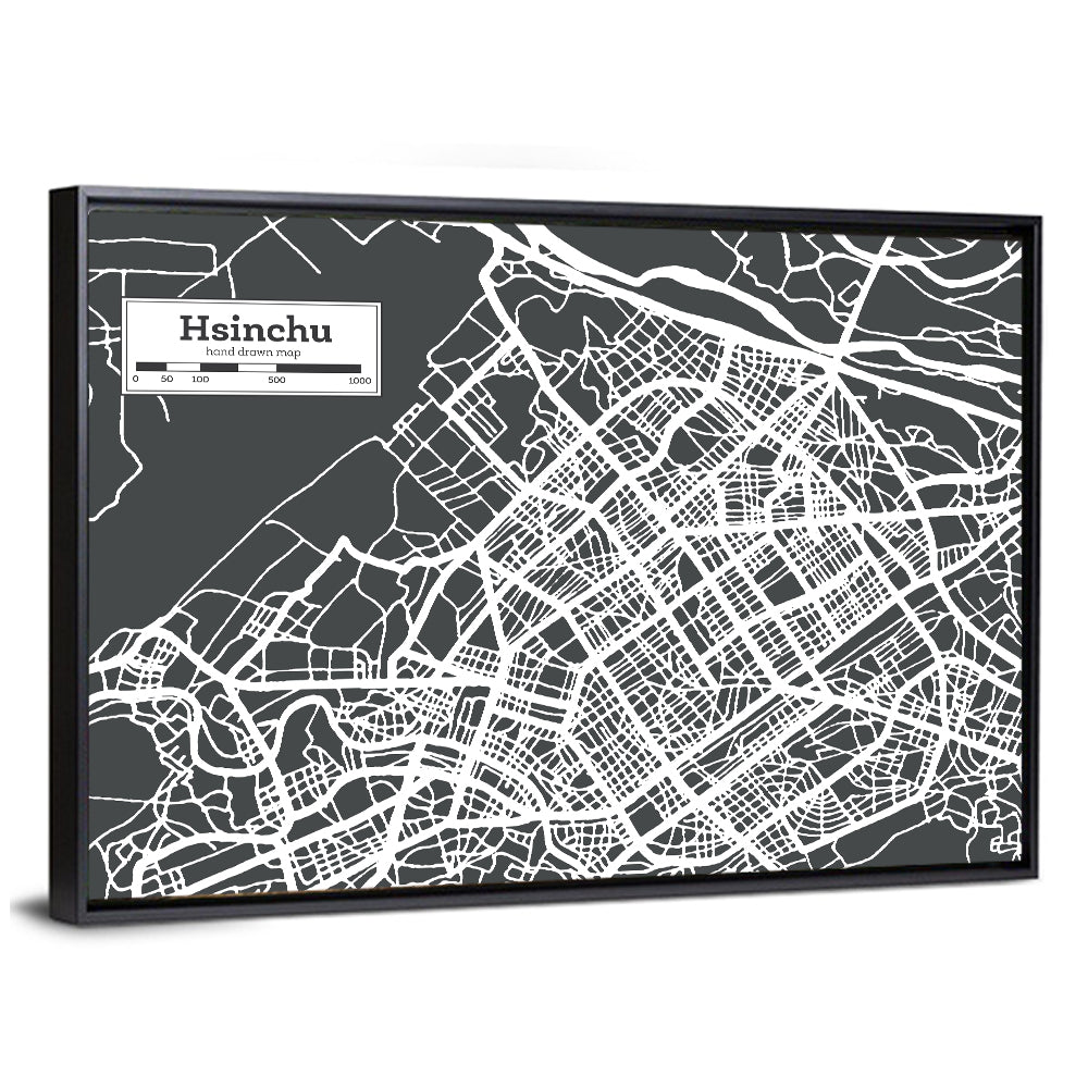 Hsinchu Street Grid Map Wall Art