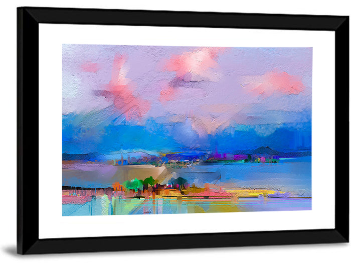 Semi Abstract Meadow at Dusk Wall Art as a framed print