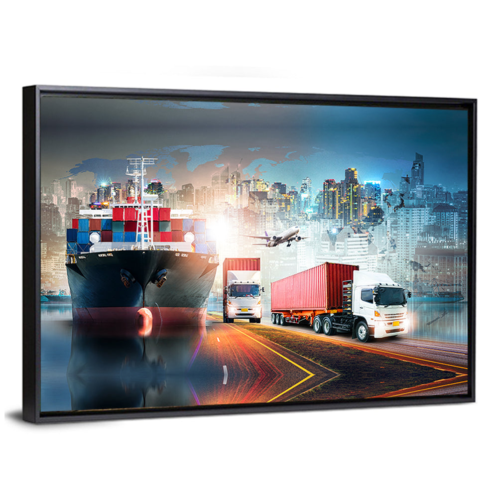 Global Logistics Nightscape Wall Art
