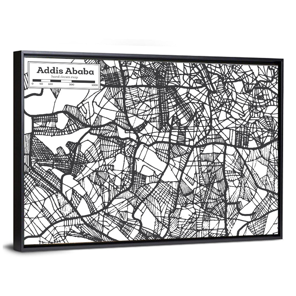Addis Ababa Hand-drawn Map Wall Art