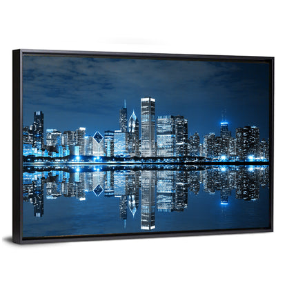 Chicago Skyline at Night Wall Art