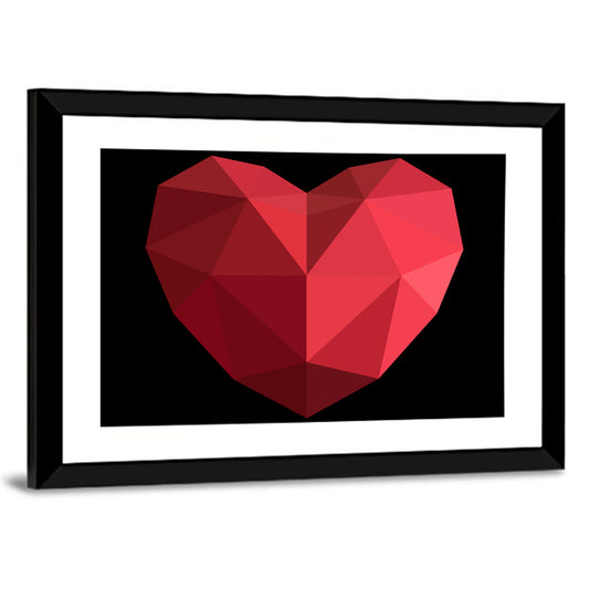 Low-poly Red Heart Wall Art