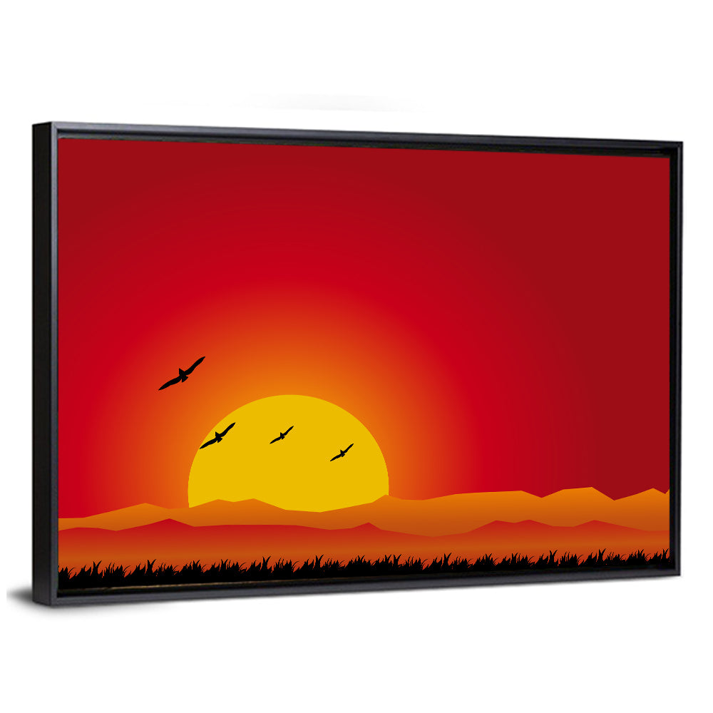 Four Birds at Sunset Wall Art