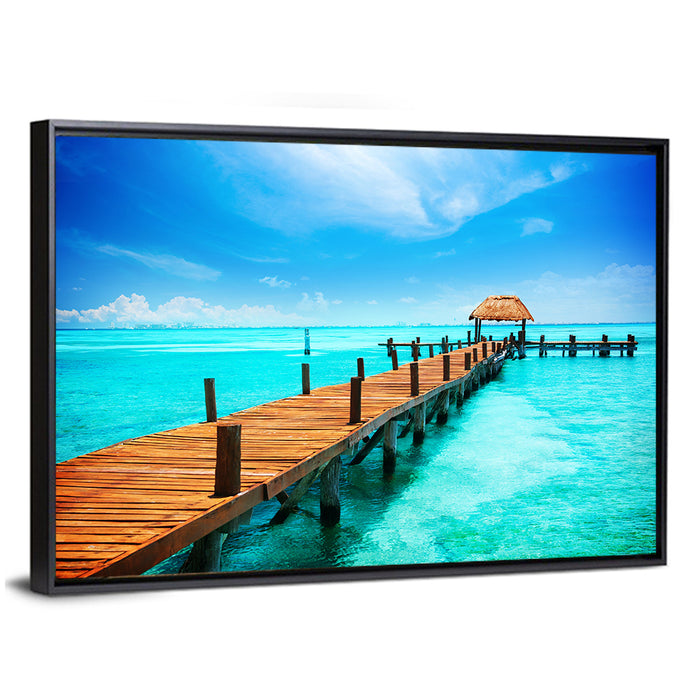 Isla Mujeres Jetty Wall Art as a framed canvas