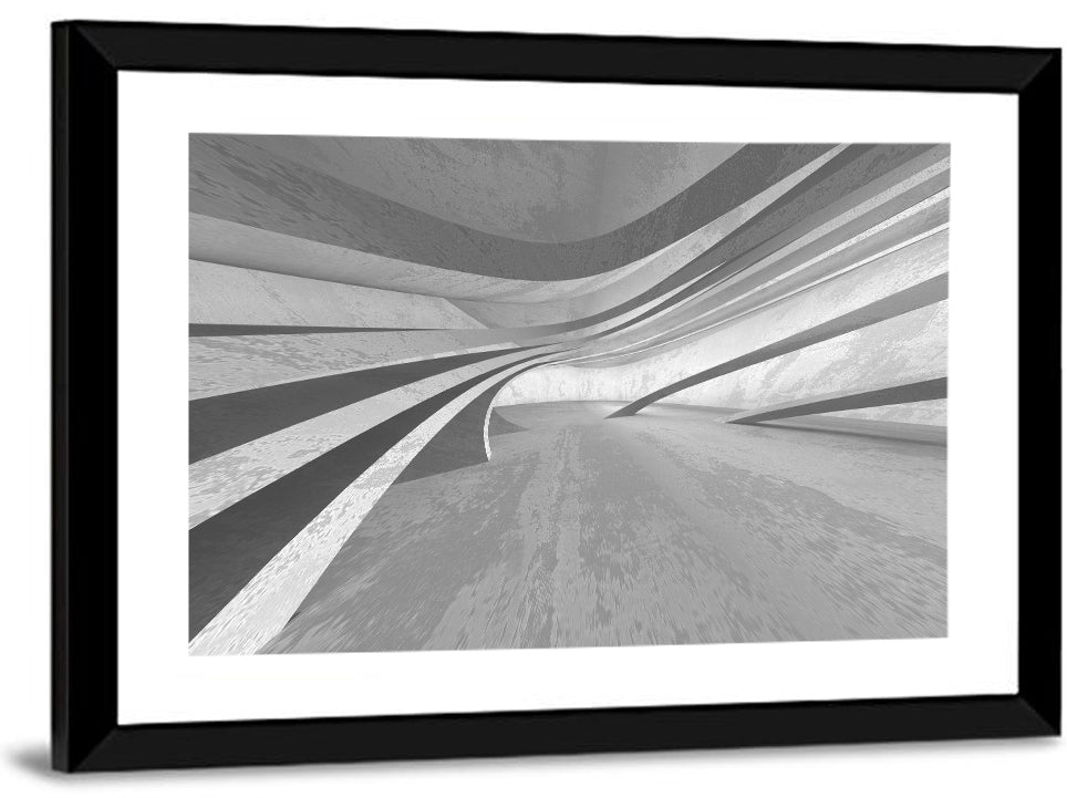 Empty Curved Concrete Hallway Wall Art