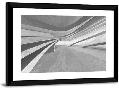 Empty Curved Concrete Hallway Wall Art