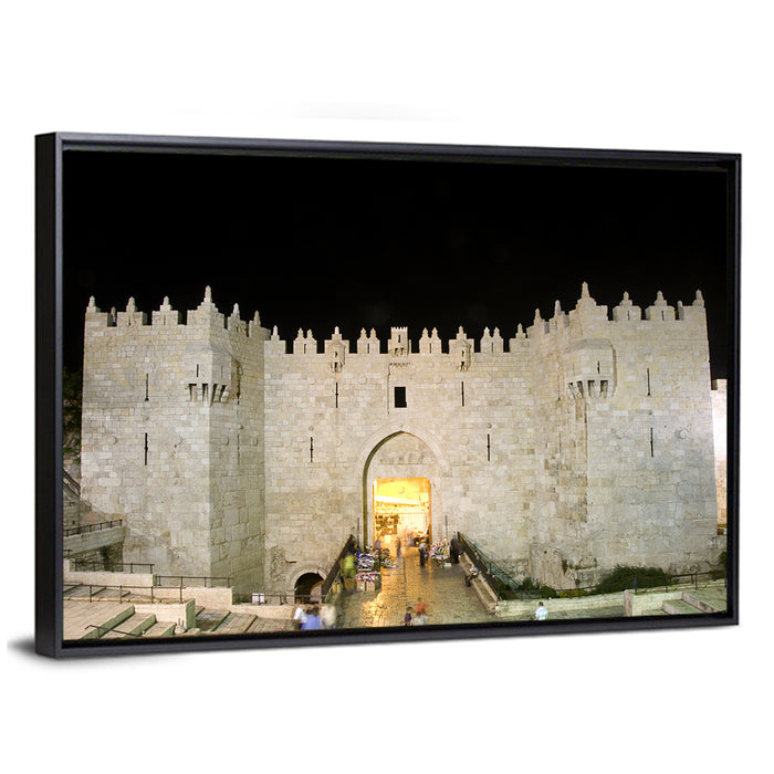 Damascus Gate at Night Wall Art as a framed canvas