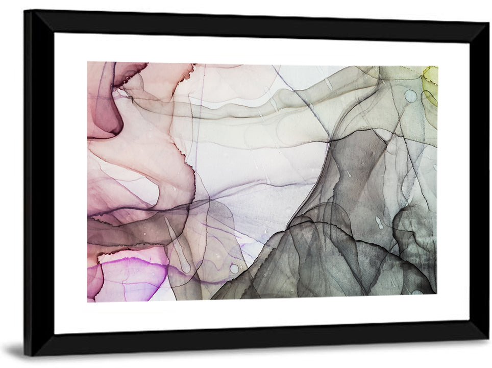 Textured Ink Wash Abstract Wall Art