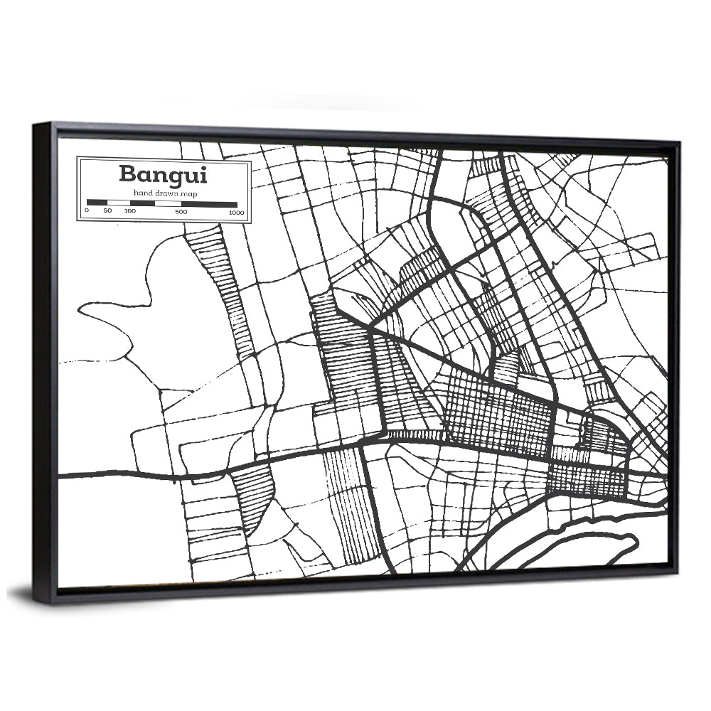 Bangui Street Grid Map Wall Art
