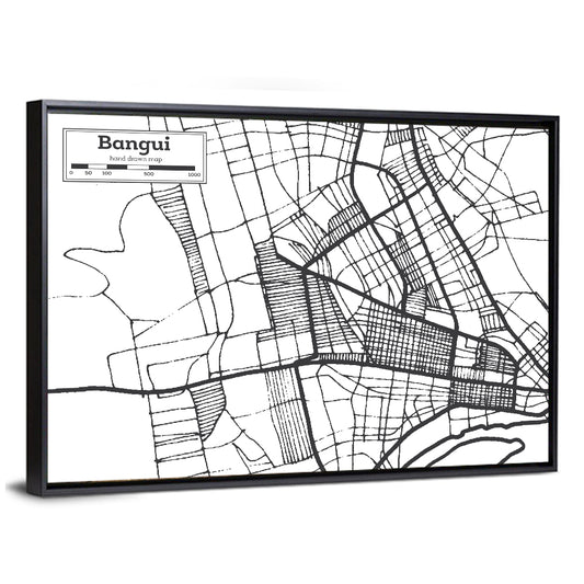 Bangui City Map Wall Art