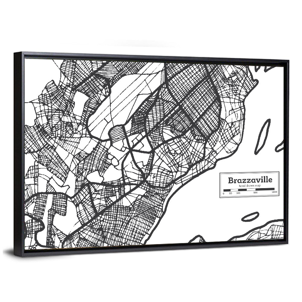Brazzaville Hand-drawn Map Wall Art