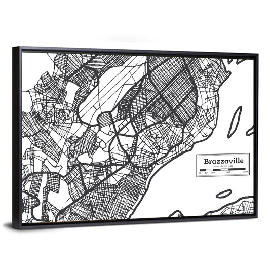 Brazzaville City Map Wall Art