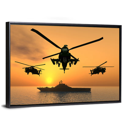 Apache Helicopters at Sunset Wall Art