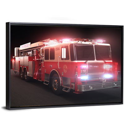 Fire Rescue Truck at Night Wall Art