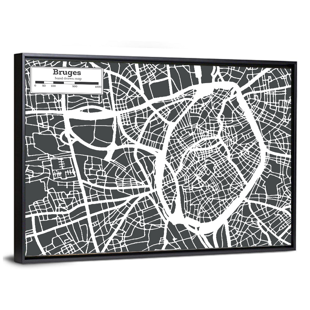 Bruges Canal Map Wall Art