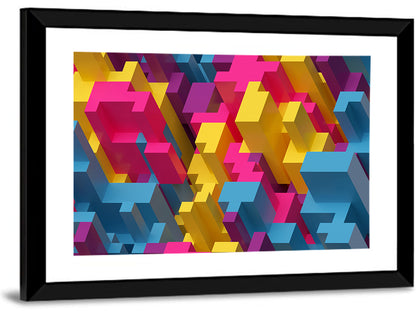 Isometric Voxel Cluster Wall Art