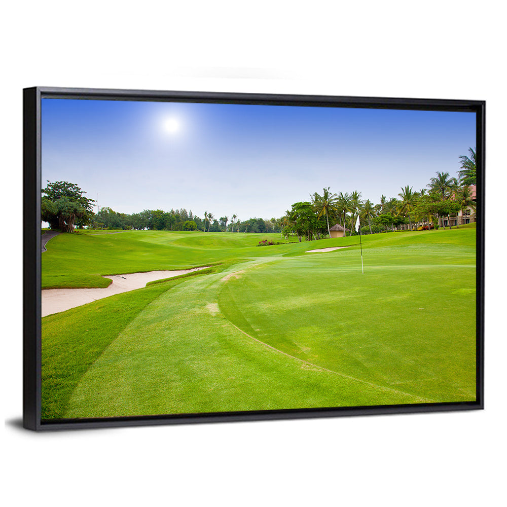 Sunny Putting Green with Palm Trees Wall Art