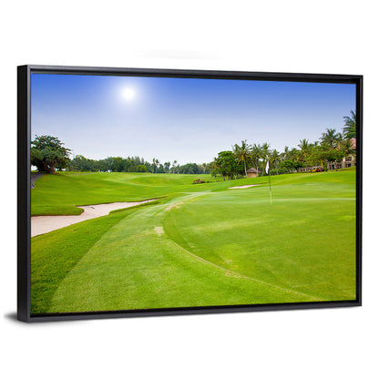 Sunny Putting Green with Palm Trees Wall Art