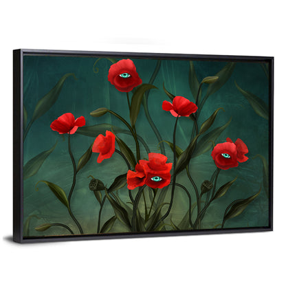 Surreal Poppies with Eyes Wall Art