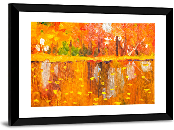 Autumn Trees Oil Painting Wall Art as a framed print
