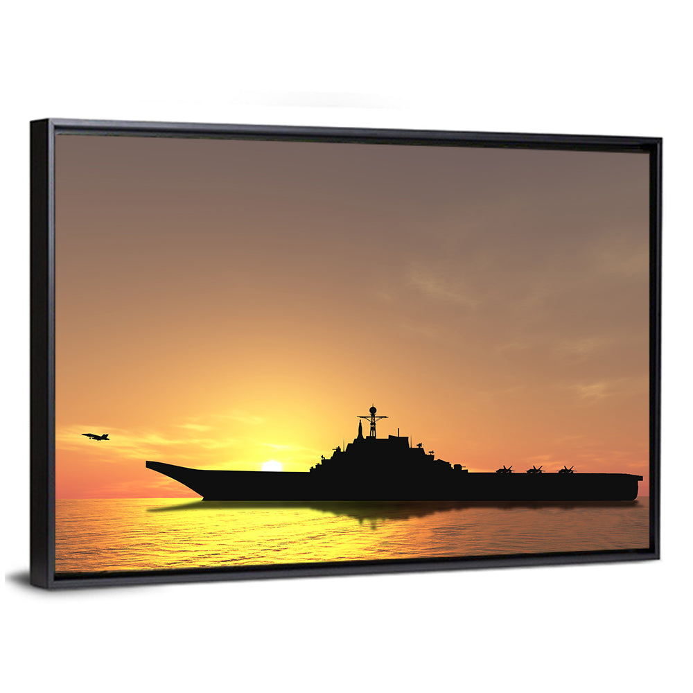 Aircraft Carrier at Sunset Wall Art