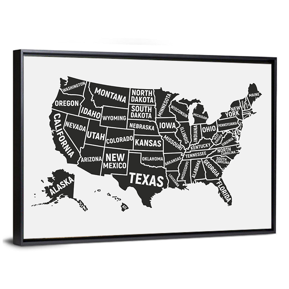United States Map Silhouette Wall Art