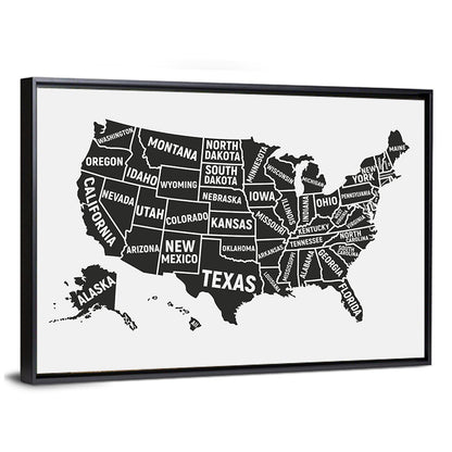 United States Map Silhouette Wall Art