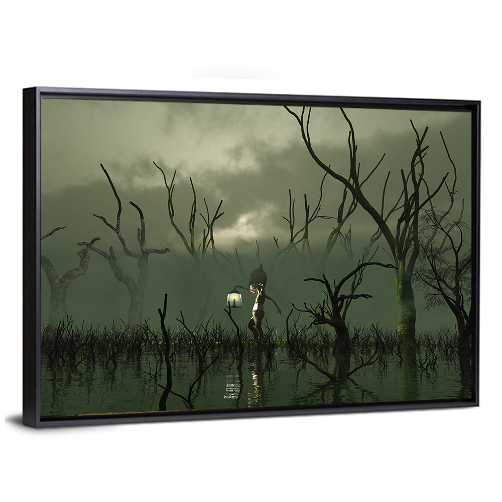 Will O the Wisp in Misty Swamp Wall Art
