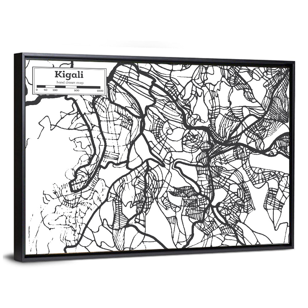 Kigali Urban Map Wall Art