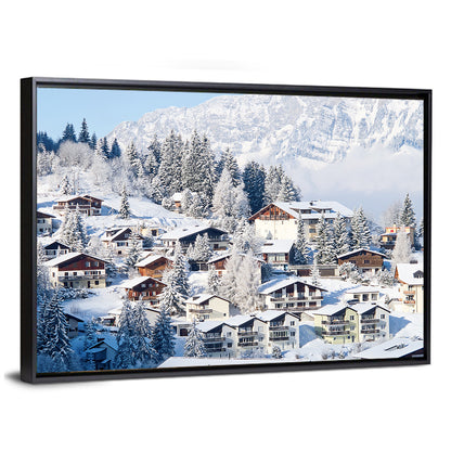 Snow Covered Swiss Alps Village Wall Art