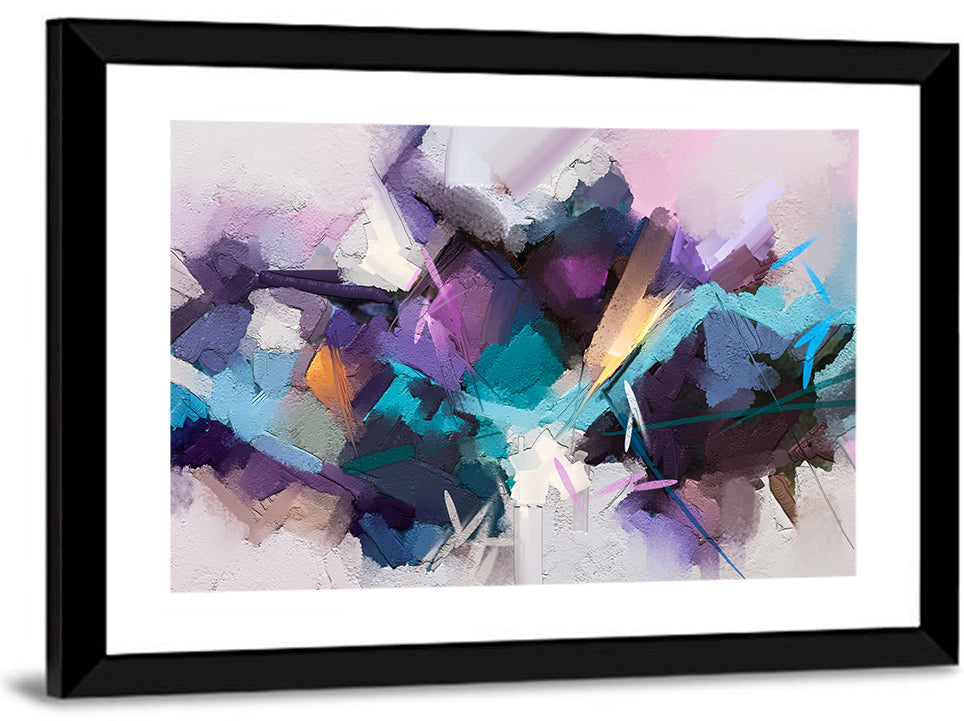 Impasto Texture Abstract in Purple and Teal Wall Art
