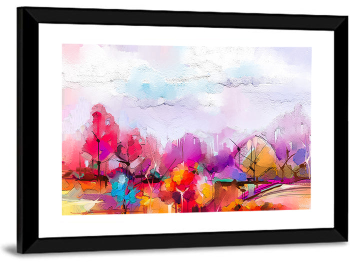 Impasto Meadow Landscape Wall Art as a framed print