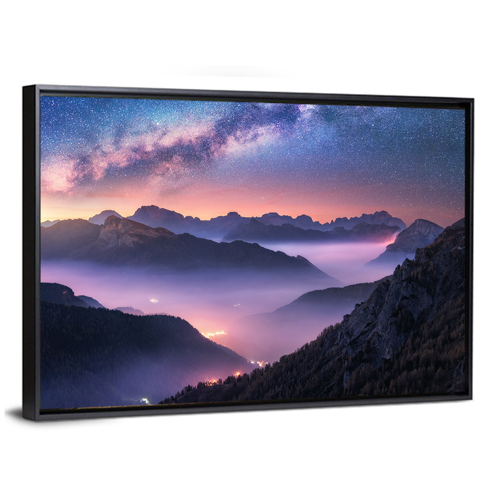 Misty Italian Mountains Under the Milky Way Wall Art