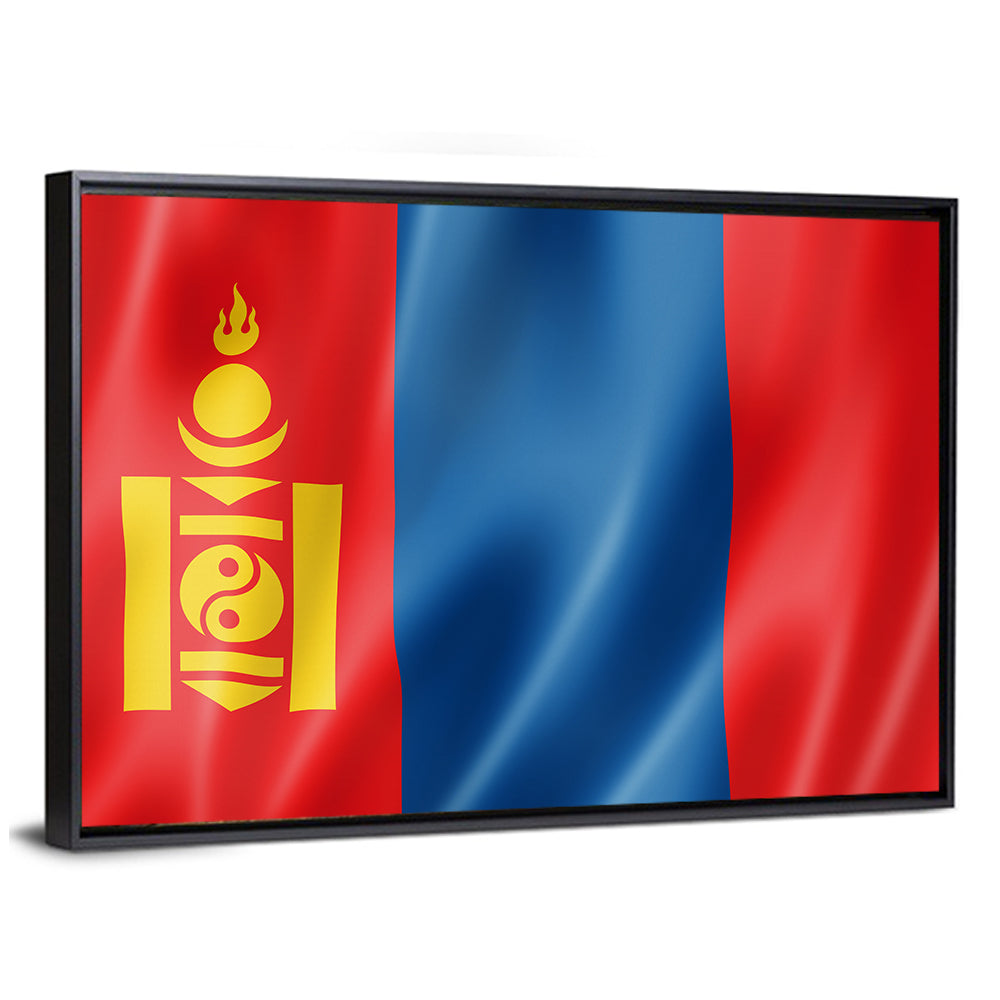 Mongolian Flag with Soyombo Emblem Wall Art